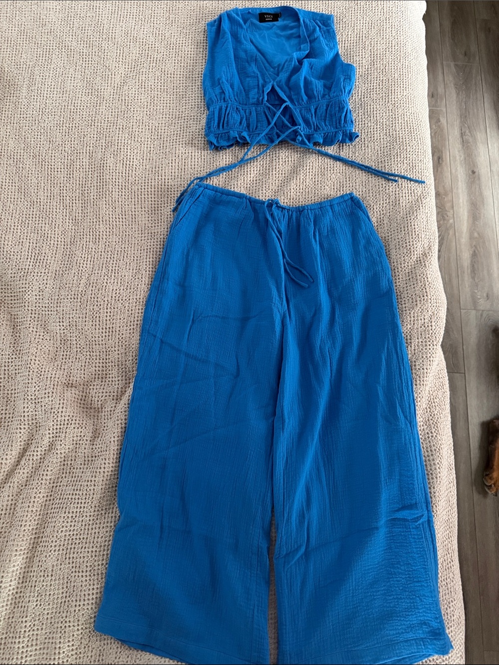 Vici Cobalt Blue Wide-Leg Two-Piece Set